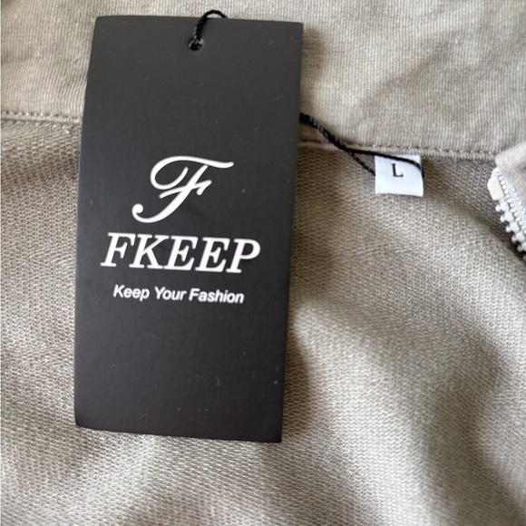 FKEEP Quarter Zip Long Sleeve Boxy Pullover Gray Size L Drawstring at Bottom NWT - Picture 8 of 14